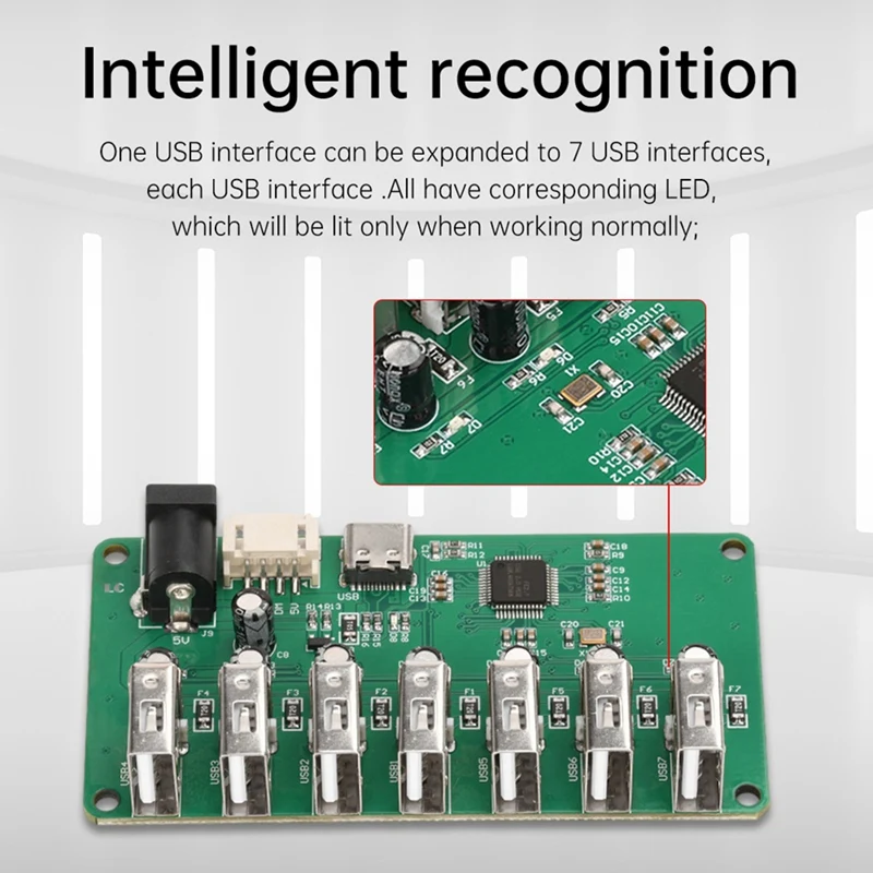 DC5V USB 2.0 HUB Module 1 To 7 Port USB Hub Seven Port Splitter Expansion Module With LED 480Mbps