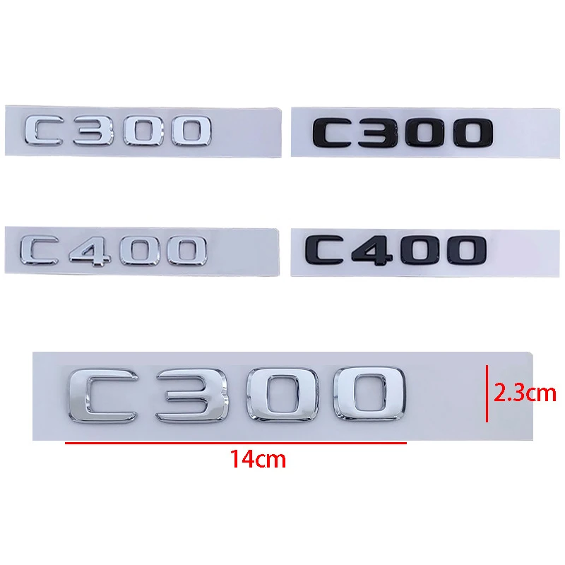 ABS 블랙 3D 크롬 자동차 로고 엠블럼 배지 C200 C300 스티커, 메르세데스 벤츠 C200 C300 W204 W205 W206