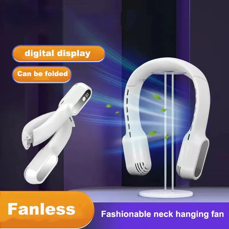 

NEW MI Fan Smart Home Folding Bladeless Fan Student Neck Fan Sports Portable Digital Display 3rd Gear Ceiling Fan USB Mini Fan