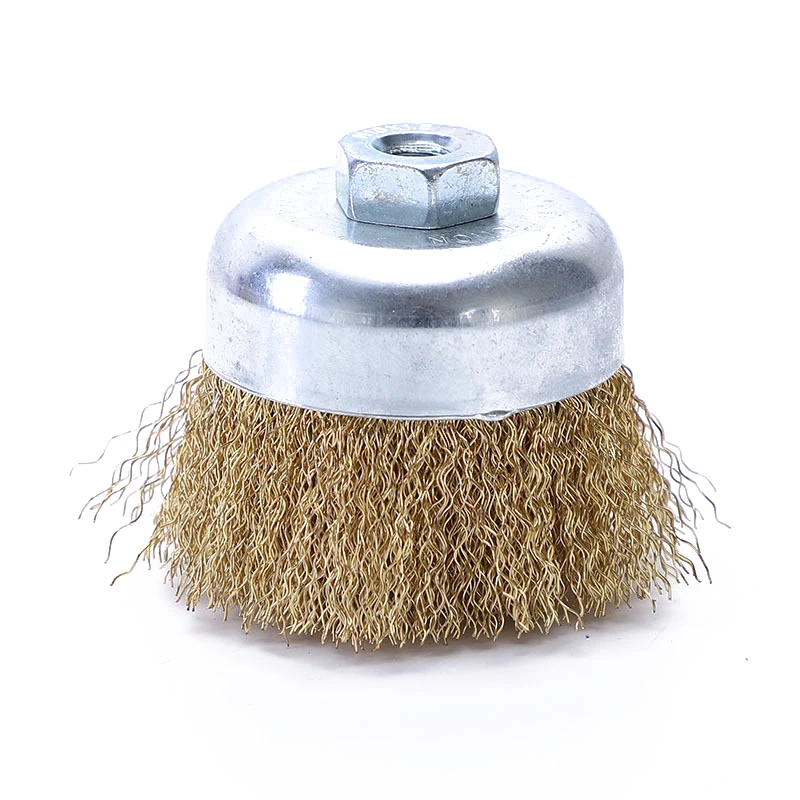 50mm Steel Wire Brush Brass Plated Wheels Brushes Drill Rotary Tools Metal Rust Removal Polishing Brush 2