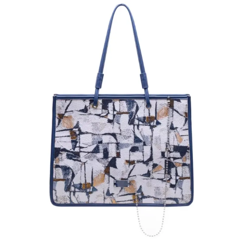 Retro Oil Painting Tote Bag Women Leather Large Capacity Niche Design Shoulder Bags Ladies Premium Fashion Creative Handbag 2025