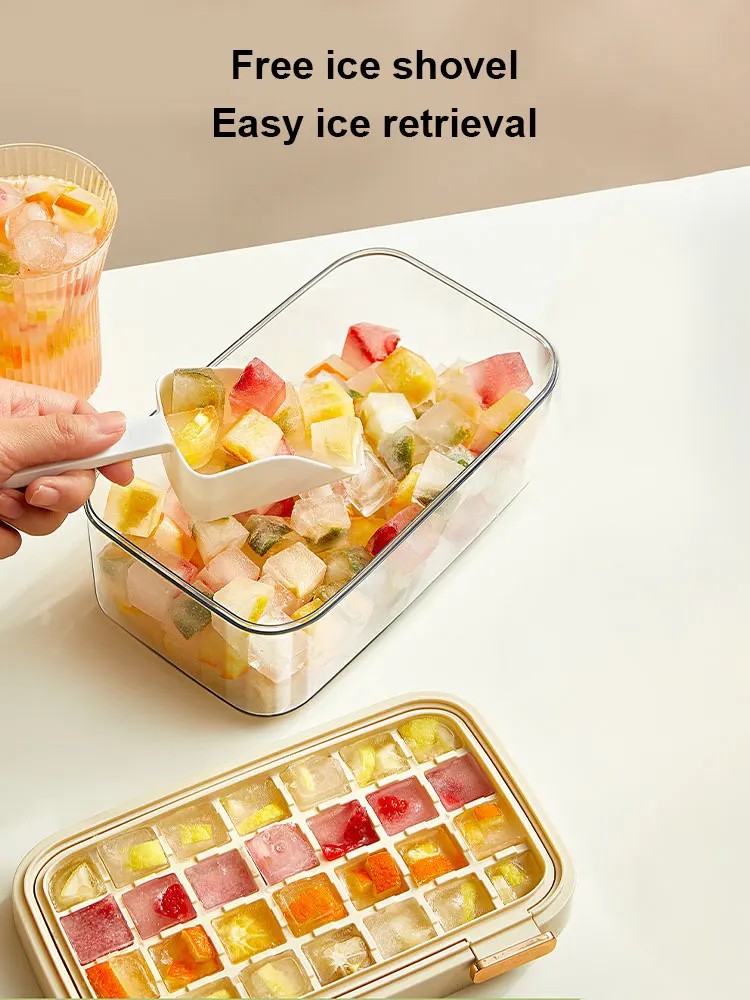 Ice Cube Mold Freezer Ice Tray With Easy To Release Cubes Mold With Storage Box For Refrigerating Cocktails Whiskey