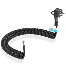Flexible Grounded Power Extension Cable with Extra Flat Plug (10m black)