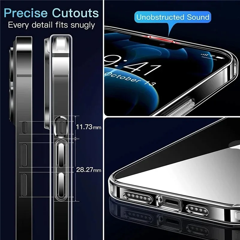 Clear Phone Case For iPhone 14 11 12 13 15 Pro Max Silicone Soft TPU Cover Case For iPhone 12 mini7 8 Plus X XS Max Back Cover 6