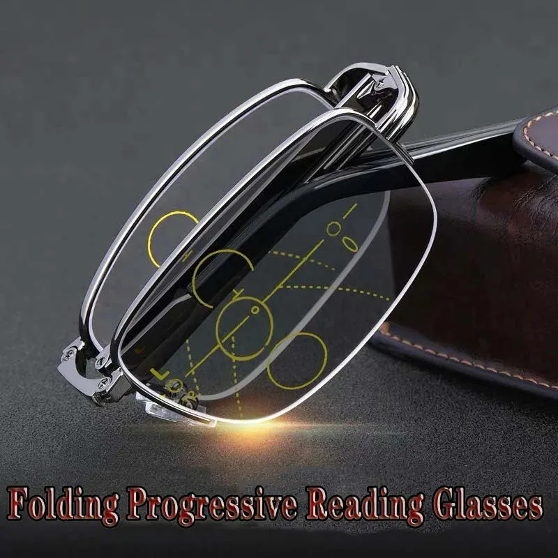 Business Ultra Licht Reinem Titan Eyeframe Gläser männer Klapp Tragbare Photochrome Brillen Multifokale Lesen Brillen