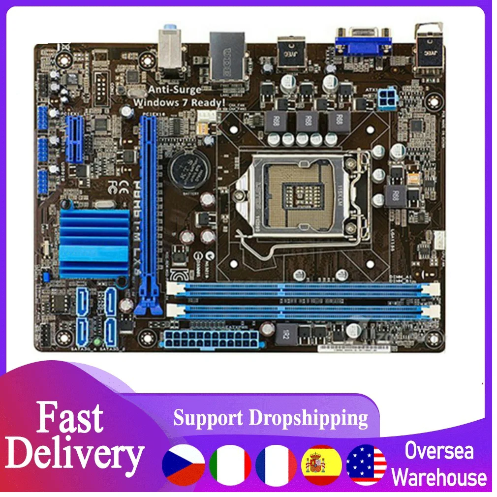 

New P8H61-M LX3 PLUS Motherboard LGA1155 H61M-E/K/C/D I7 I5 I3 Intel CPU 16G Memory DDR3 PCI-E 2.0 USB 2.0 VGA Destop MainBoard