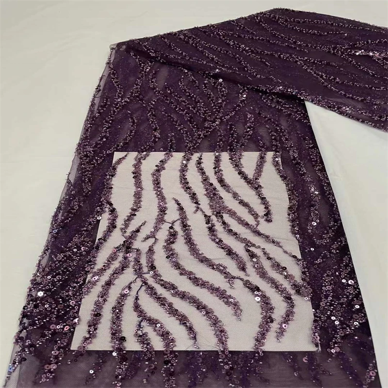 

SJ Lace Latest African Groom Lace Fabric Embroidery Sequins Beads French Tulle Net Lace Fabric For Nigerian Wedding xb12-18