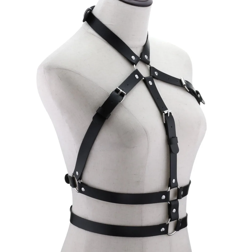 Punk Corset Leather Belt Chest Strap Collar One Trend Sexy Exaggerated Body Strap Sling Europe and America