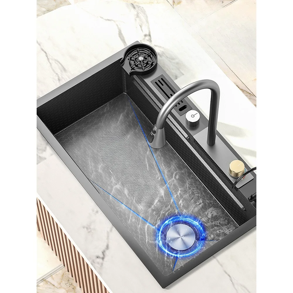 

Raindance Waterfall Embossed Honeycomb Kitchen 304 Stainless Steel Household Sink Under the Counter