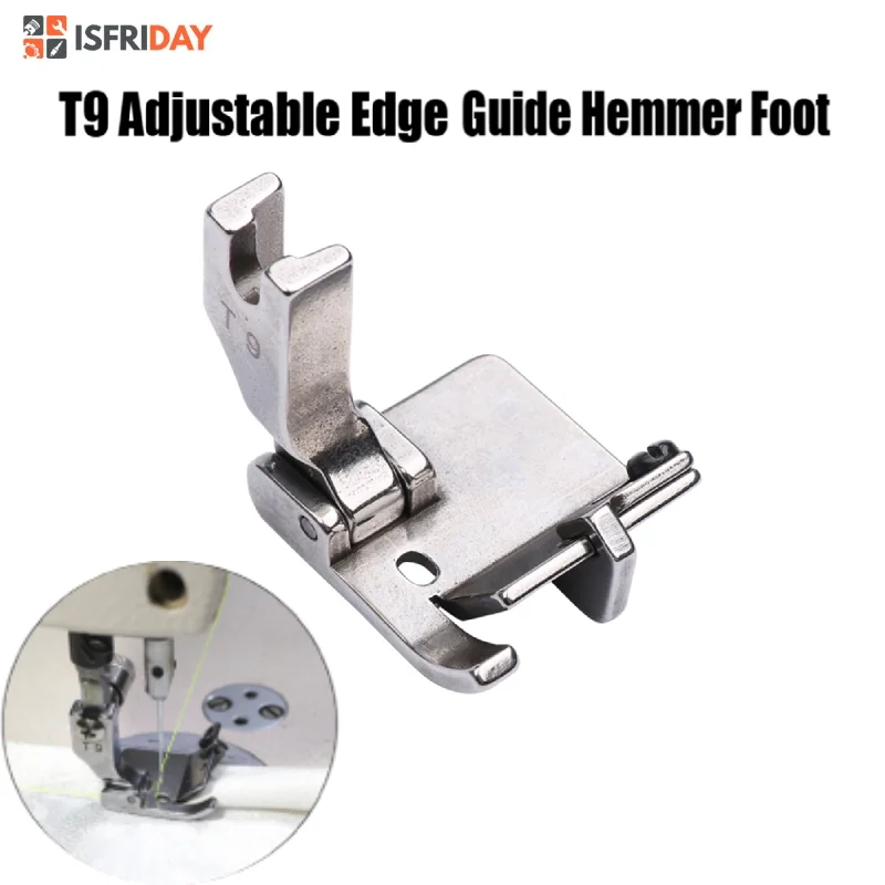 Adjustable Hemmer Foot T9 Multifunctional Adjustable Edge Guide Hemmer Foot  For Industrial Lockstitch Sewing Machine Accessories - AliExpress