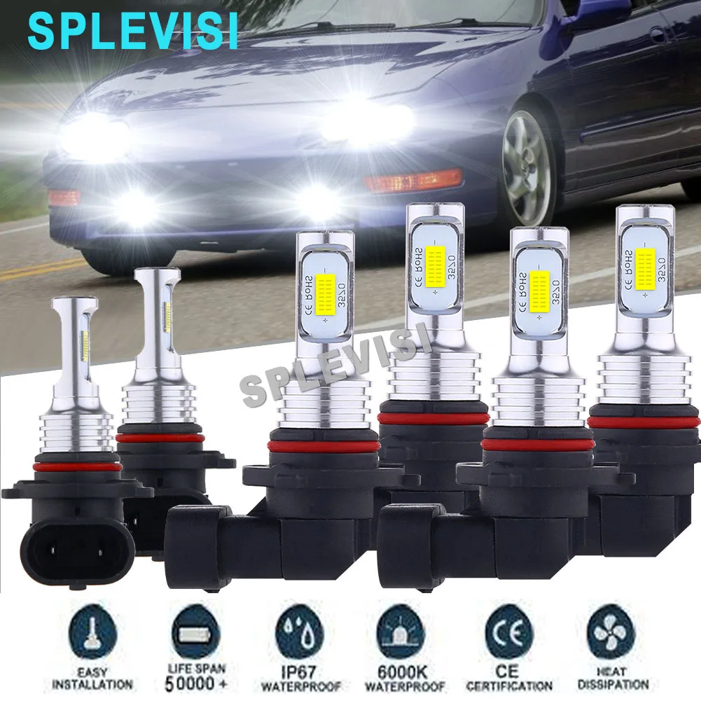 

LED Headlight Fog Light Hi Low Beam Bulbs HID White car light For Acura Integra 1994 1995 1996 1997