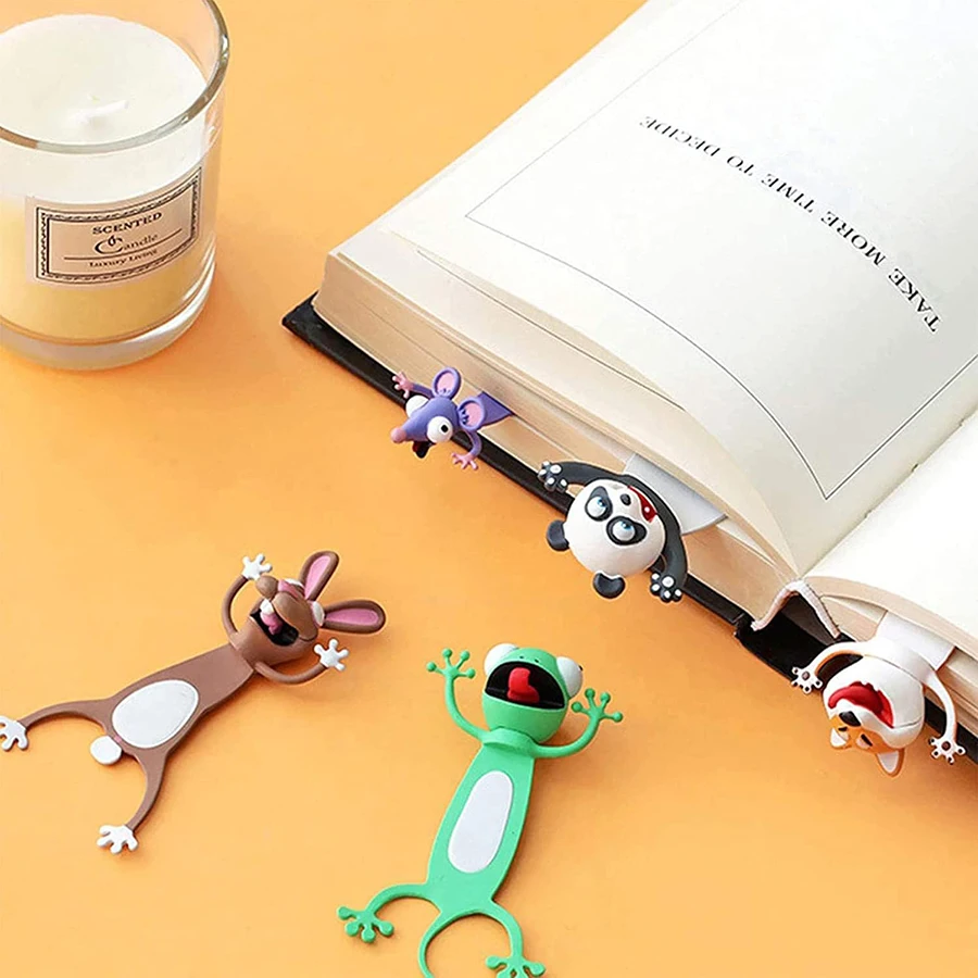 Animal PVC Bookmarks 3D Funny Reading Markers for School Gift for Book Lovers & Students
