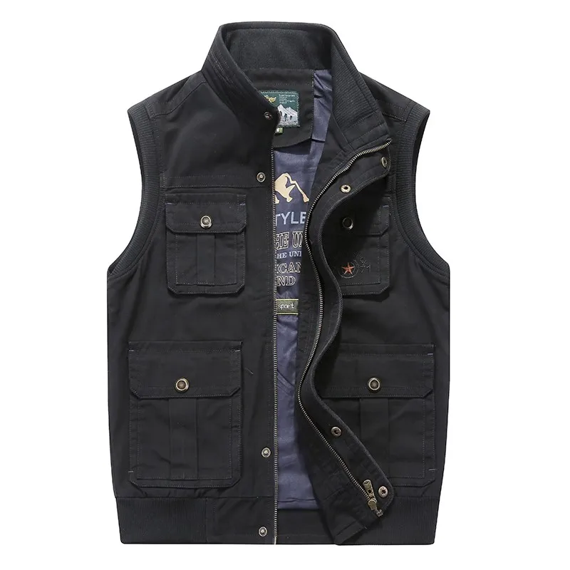 

Autumn Winter Men's Sleeveless Jacket Men's Vest Unloading Military Many Pocket Tactical Coat Male Waistcoat Large Big Size 8XL