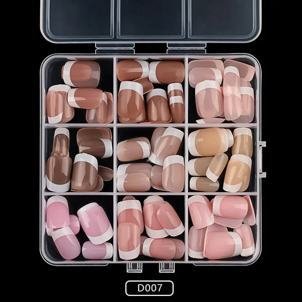 108pcs New Mixed Color French False Nail Pink Almond Coffin Fake Nail Full Cover Acrylic Press On Nails DIY