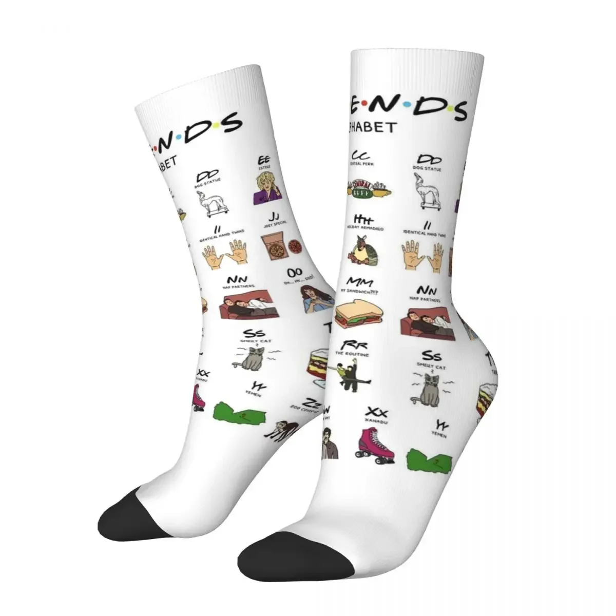 

Autumn Winter Hip-Hop Men's Women's Friends Tv Show Sweat Absorbing Socks Breathable Basketball Socks