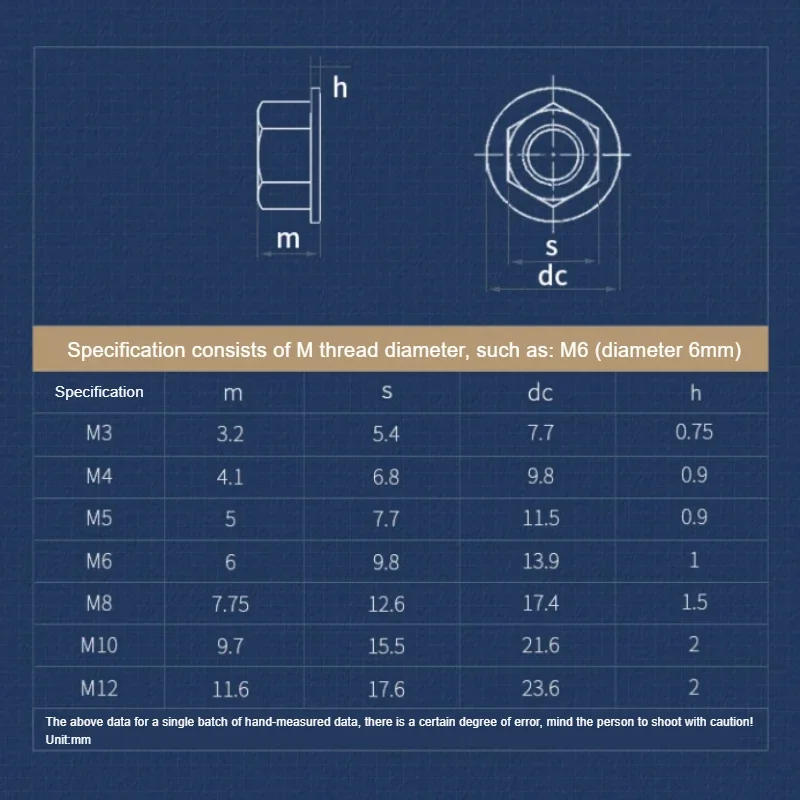 Dado Flangiato Esagonale, Dado Dentato, Dado, M3 M4 M5 M6 M8 M10 M12 Controdado Antiscivolo-M10 Zinco Nero 10 Grani - Foto 2