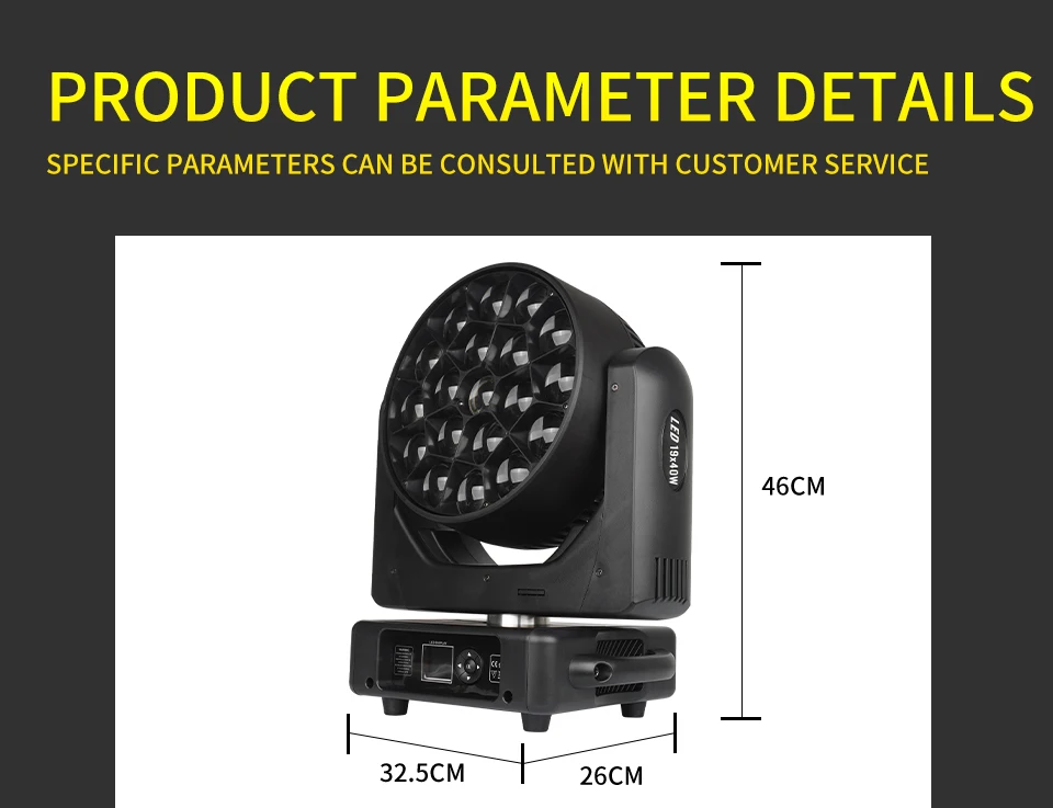 19x40W Bee Eyes RGBW 4in1 Zoom Wash Moving Head Light Led Wash Beam Moving Head