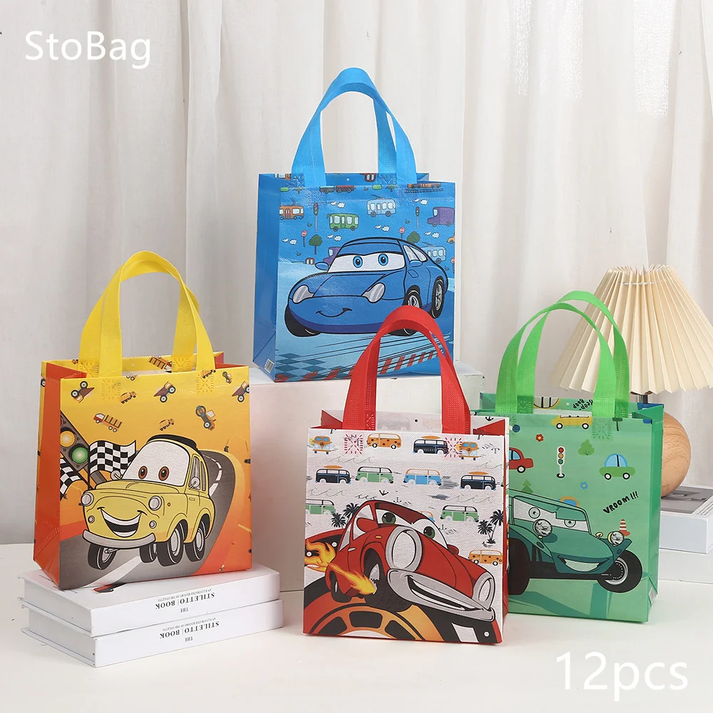 

StoBag Cartoon Car Tote Bag Non Woven Packaging Bag For Kids Birthday Baby Shower Party Candy Gifts Decoration Suppily Wholesale