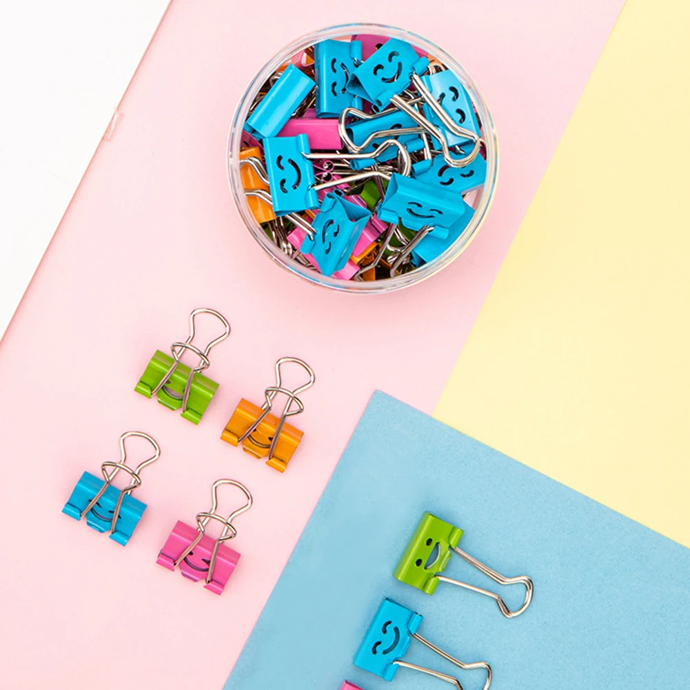 Dovetail Clip Mixed color 10 Pcs Smile Long Tail Clip Colorful Dovetail Clip Metal Ticket 37mm Fishtail Information Student