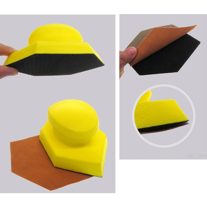

Hand Sanding Block PU Hand Grinding Block Abrasive Tool Hook and Loop Disc Hexagon Polishing Disc Polishing Pad for Home
