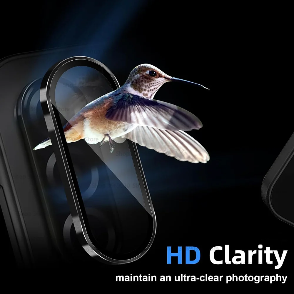 Premium Back Lens Glass Case with Metal Alloy Ring Protector Film