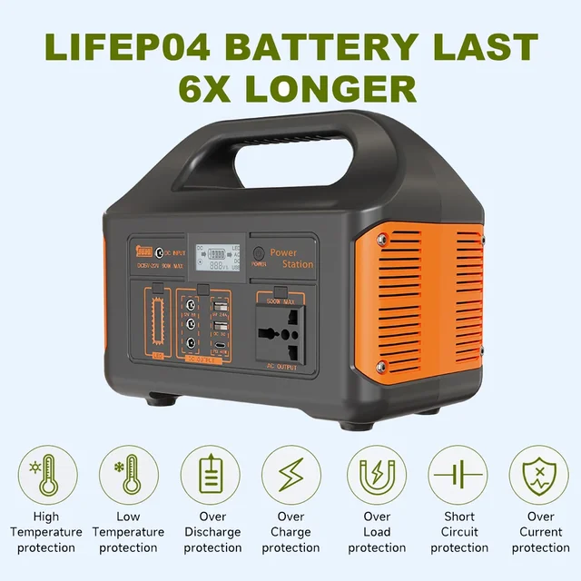 Portable Power Station 500W Powerstation with AC Outlets 460Wh LiFeP04 Battery for Outdoor Camping RV Home ﻿ 3