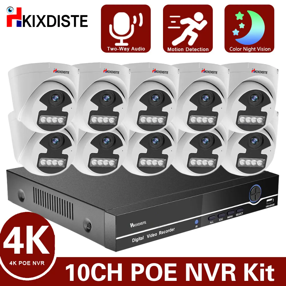 

Ultra HD 4K Security Camera System 10CH NVR POE AI Camera 8MP Two-Way Audio Outdoor Color Night Vision Video Surveillance Set