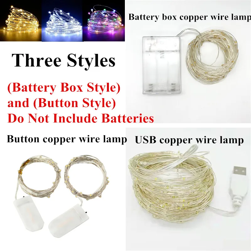 LED String Lights LED Fairy Lights Decorative Lights Copper Wire 5/10/20M Christmas Lights String USB/Battery Lamp Waterproof New Year Garland Wedding Party Decor