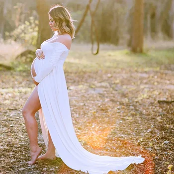 Maternity's Sexy Summer Maternity Photography Props Pregnancy Long Dress for Photo Shoot Strapless Maxi Dresses Vestido