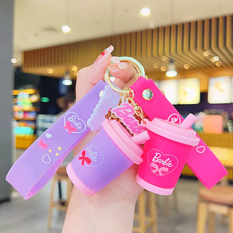 

New Kawaii Barbie Keychain Milk Tea Cup Pendant Trinket Cute Creative Cartoon Key Chain Charm Gift for Girl Friend Birthday Gift