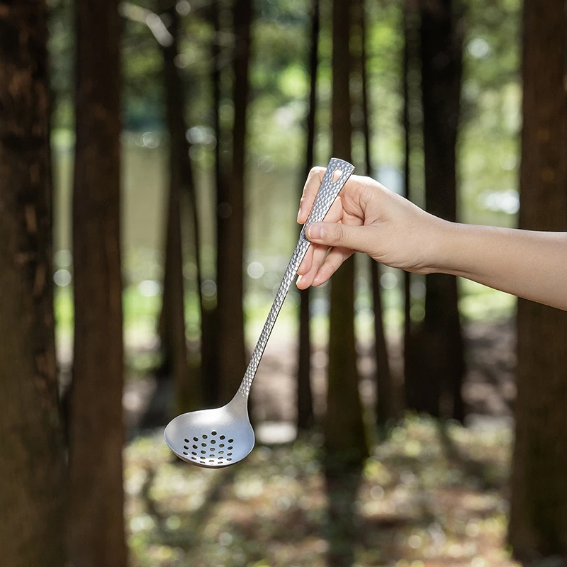 Boundless Voyage Long Handle Titanium Soup Ladle For Camping Cookware_voghion.com