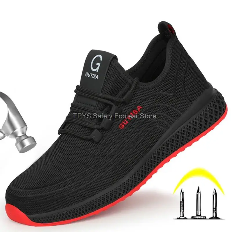 Safety Shoes Men for Work Safety Boots Men Women Indestructible Shoes Kevlar Anti-puncture Boots Breathable Work Shoes Men Boots