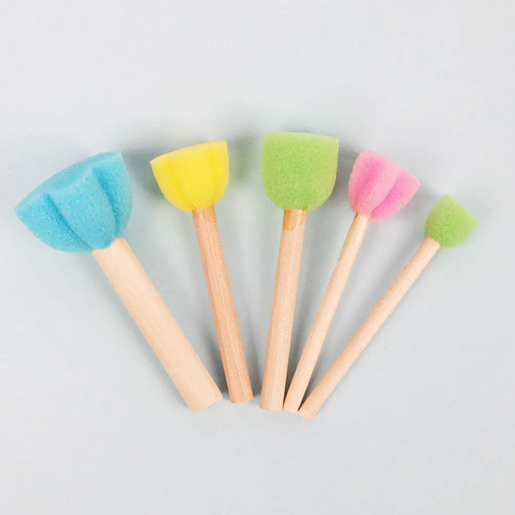 28Pcs 어린이 스폰지 브러쉬 그림 도구 크리 에이 티브 DIY 낙서 스폰지 스탬퍼 드로잉 용품 드로잉 스탬프 그림 도구