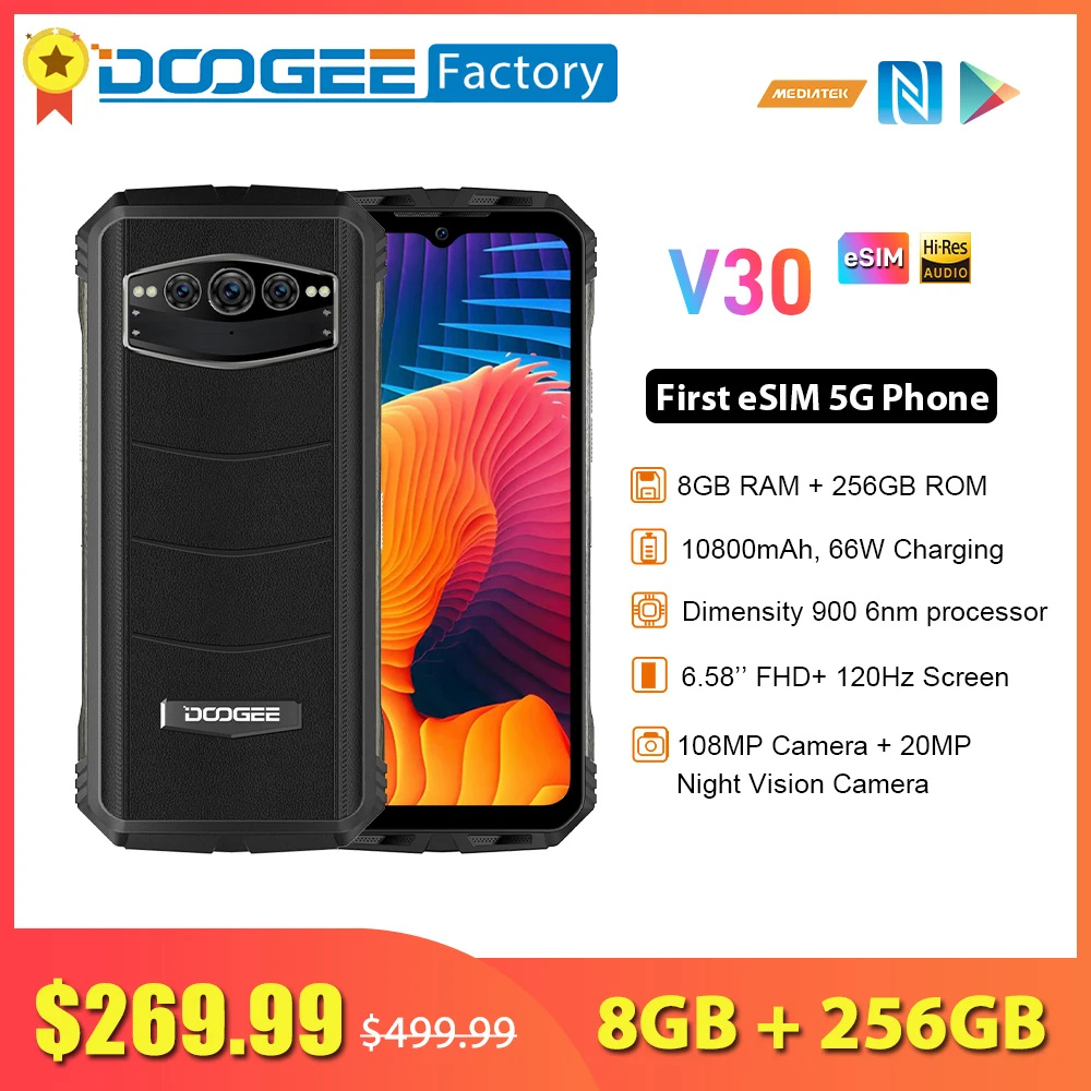 Doogee-v30スマートフォン,8GB,256GB,5g,スマートフォン,携帯