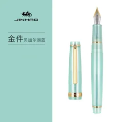 Luxury Acrylic Fountain Pen with Golden Clip - Elegant Writing Instrument - M (Transparent Blue)