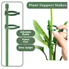 10Pcs Plant Support Stakes 12 Inch Green Plant Sticks With Adjustable Retaining Ring Indoor Outdoor Garden Flower Pot Stand 4