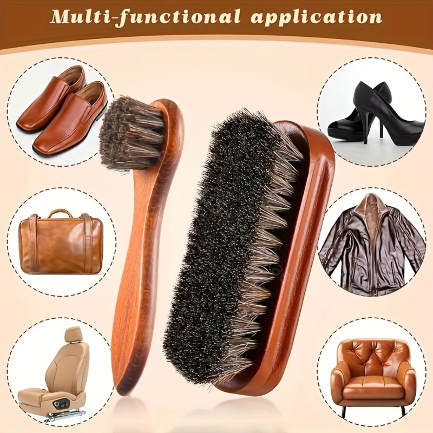 2 stücke Rosshaar Glanz Schuhe Pinsel Kit Polnischen Dauber Applikatoren Reinigung Leder Schuhe Stiefel Pflege Pinsel Wildleder Reiniger Pinsel – Detail 1