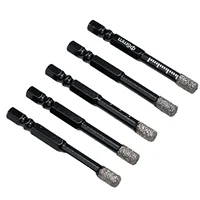 Forets à sec en diamant brasé sous vide, 5 pièces, scie cloche, poignée hexagonale pour marbre, granit, carrelage vitrifié, ouvre-trou en verre 6mm/8mm 2