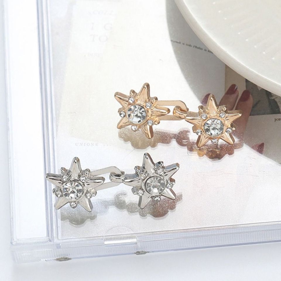 Crystal Star Pants Button Tightener Waist Buckle Adjustable Jean Fit Tighten Buckles Gold Waist Clip