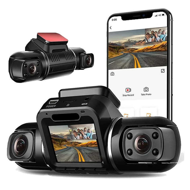 2160P+1080P Car Dual Lens Dash Cam Front and Cabin DVR Video Driving Recorder Security Camera Monitor for Taxi Uber |