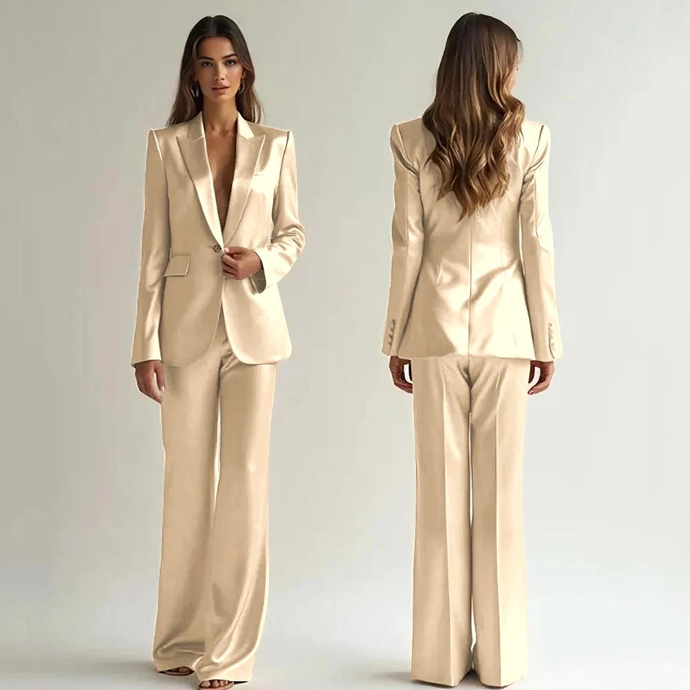 Luxury High Quality Women's Suit One Button 2 Piece Jacket Pants Female Clothing Slim Fit Smart Office Banquet Lady Blazer Set