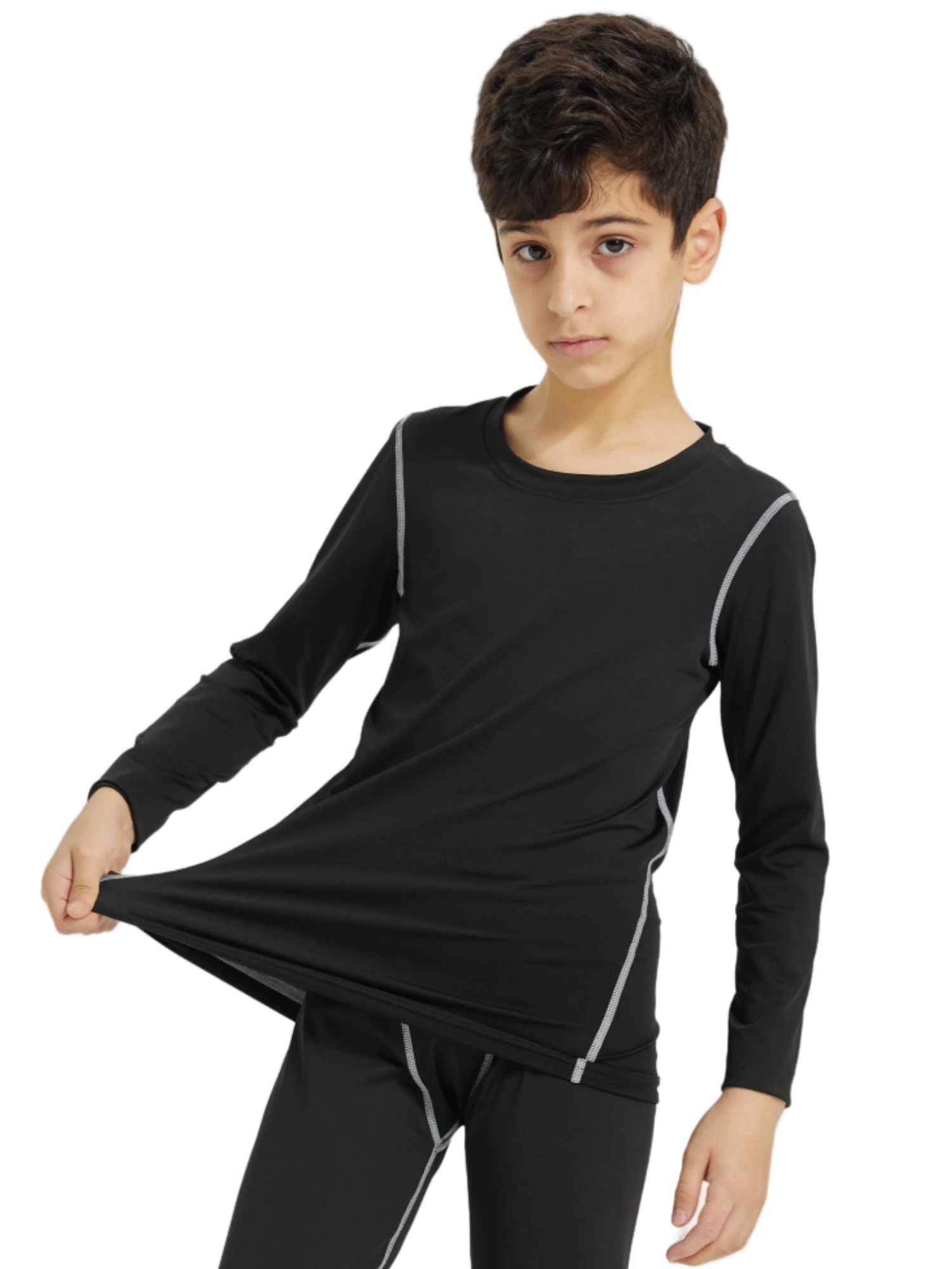 Youth Boy Compression Shirts Athletic Quick Dry Long Sleeve Baseball Undershirts Soccer Sports Base Layer Tee Tops