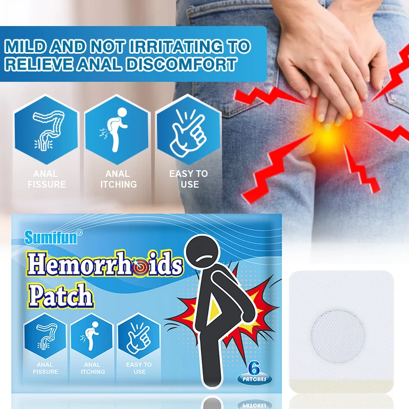 6Pcs Sumifun Hemorrhoids Patch Internal External Piles Removal Stickers Inflammation Anal Fissure Pain Relief Medical Plaster