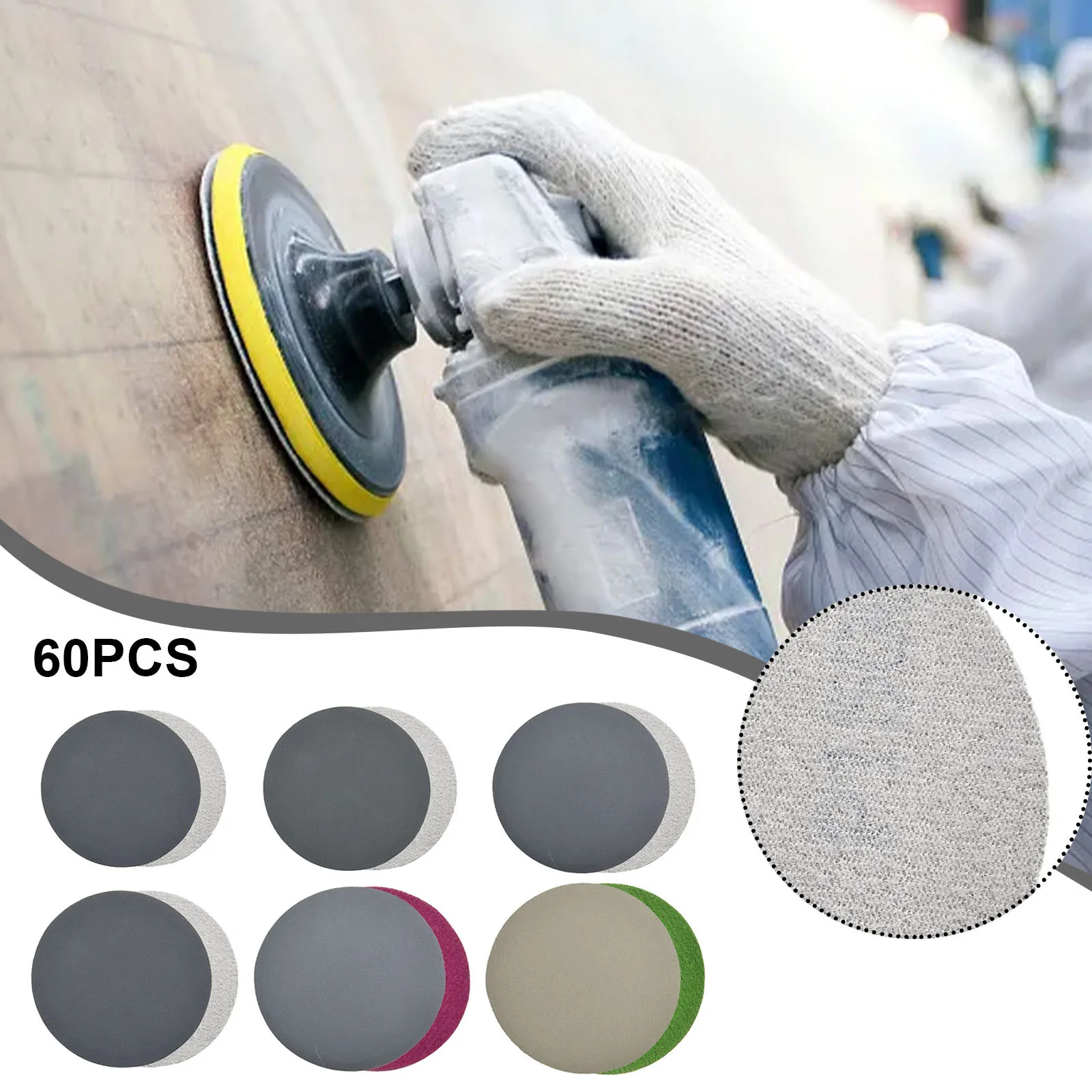 

Sanding Discs Sandpaper 3in 75mm 60pcs/set 800-3000 Grit Accessories Hook&Loop Sanding Discs Waterproof Durable