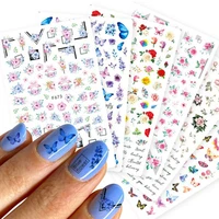 Luxury Nail Design Colorful Butterfly Nail Sticker 3D Fruit Floral Nail Art Slider Geometric Nail Art Accessories Sticker 2