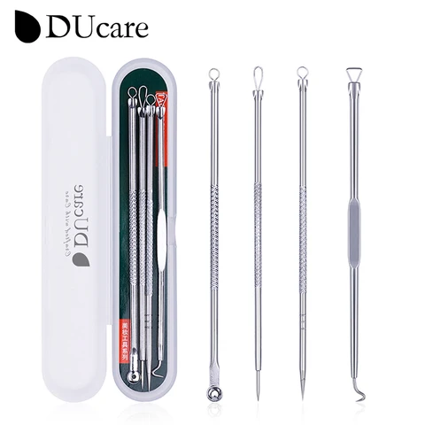 Makeup Tools 4PCS Acne Blackhead Removal Needles Gold Stainless Steel Pimple Spot Extractor Cleanser Face Clean Care Tool