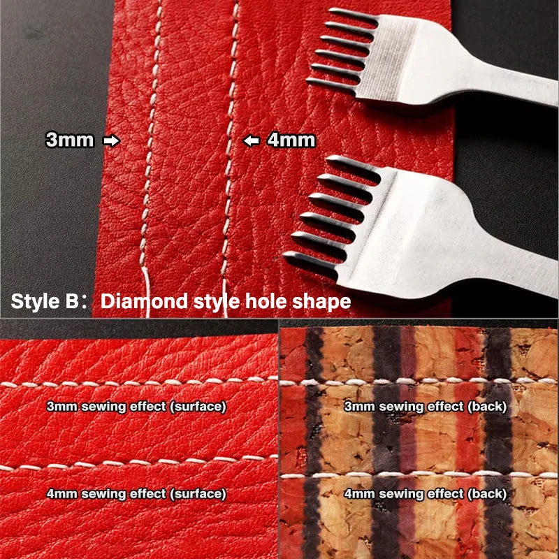 Leather craft tools chisel diamond hole punch stitching 1/2/4pcs