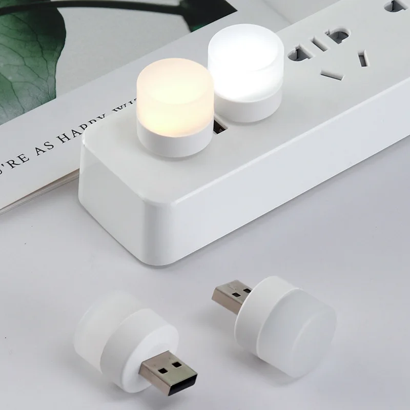 USB Night Light Mini LED Night Light USB Plug Lamp Power Bank Charging USB  Book Lights Small Round Eye Protection Reading Lamps - AliExpress