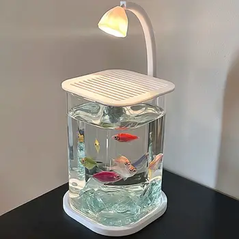 Acrylic small fish tank cryolite desktop creative tank ecological betta tank pearl broken diamond landscape full set