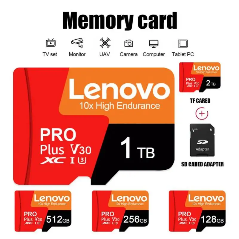 Lenovo 2Tb Sd Memory Card C10 Micro Tf Sd Card Class10 Sd/Tf Flash Card 128/256/512Gb Mini Sd Card Per Nintendo Switch Phone